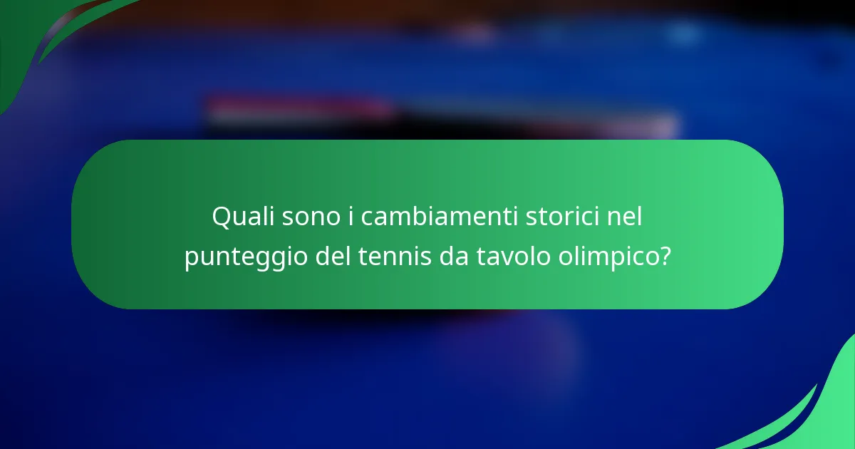 Quali sono i cambiamenti storici nel punteggio del tennis da tavolo olimpico?