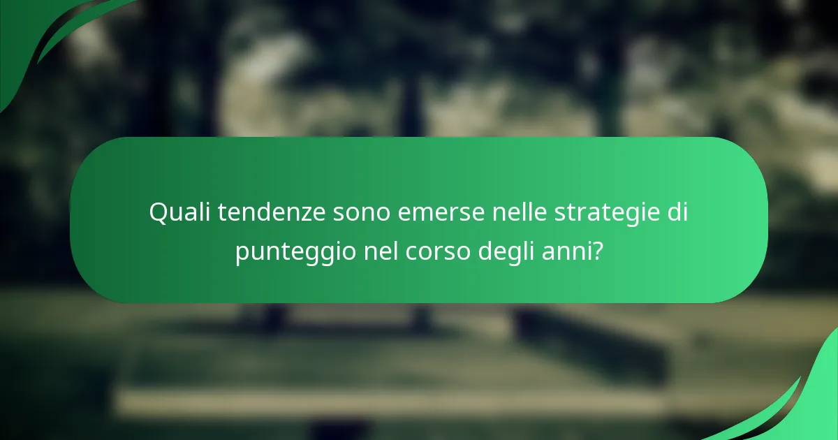 Quali tendenze sono emerse nelle strategie di punteggio nel corso degli anni?